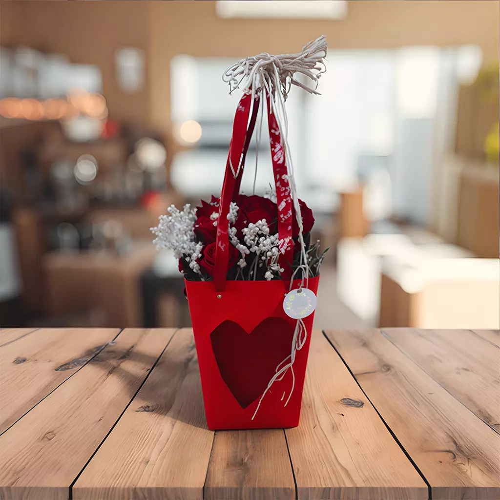 Bolsa de 7 rosas rojas